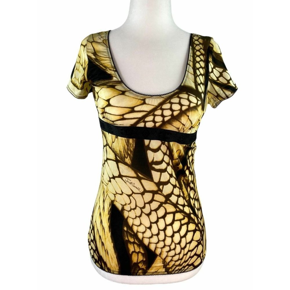 Just Cavalli brown moth print top